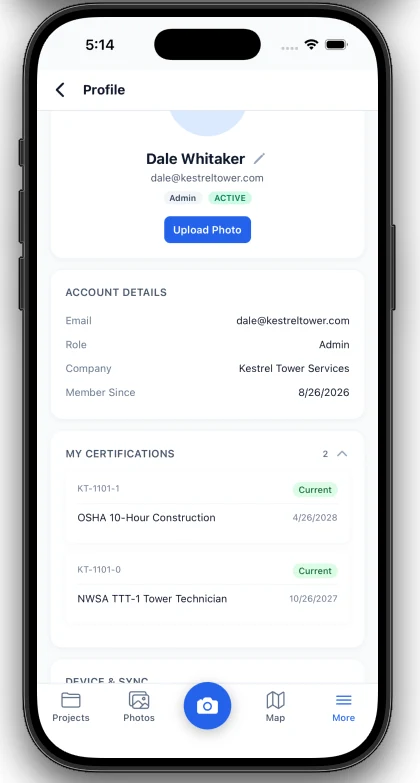 Personal certifications on the Mastlens mobile app